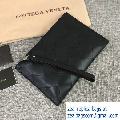 Bottega Veneta Small Pouch Clutch Bag In Maxi Intreccio Weave Black 2019