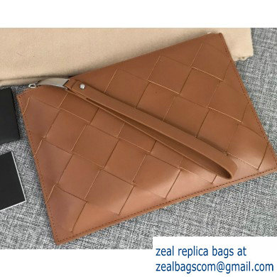 Bottega Veneta Small Pouch Clutch Bag In Maxi Intreccio Weave Brown 2019