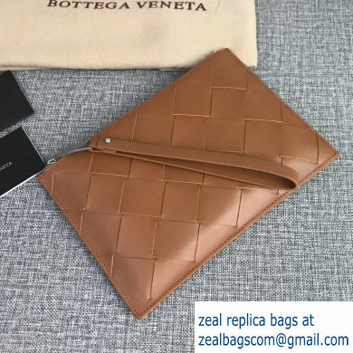 Bottega Veneta Small Pouch Clutch Bag In Maxi Intreccio Weave Brown 2019