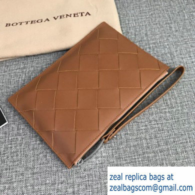 Bottega Veneta Small Pouch Clutch Bag In Maxi Intreccio Weave Brown 2019