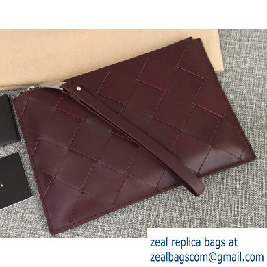 Bottega Veneta Small Pouch Clutch Bag In Maxi Intreccio Weave Burgundy 2019