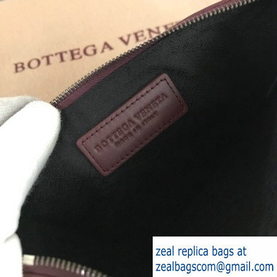 Bottega Veneta Small Pouch Clutch Bag In Maxi Intreccio Weave Burgundy 2019