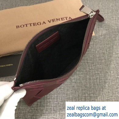 Bottega Veneta Small Pouch Clutch Bag In Maxi Intreccio Weave Burgundy 2019 - Click Image to Close