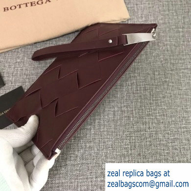Bottega Veneta Small Pouch Clutch Bag In Maxi Intreccio Weave Burgundy 2019