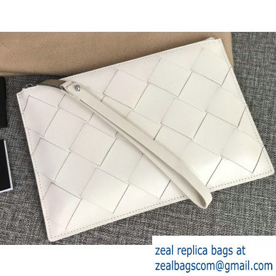 Bottega Veneta Small Pouch Clutch Bag In Maxi Intreccio Weave White 2019 - Click Image to Close