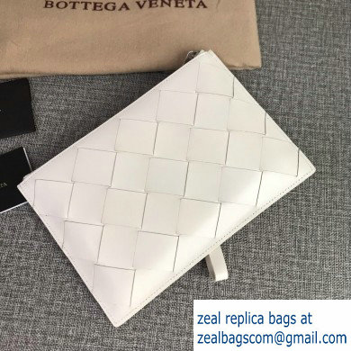 Bottega Veneta Small Pouch Clutch Bag In Maxi Intreccio Weave White 2019 - Click Image to Close