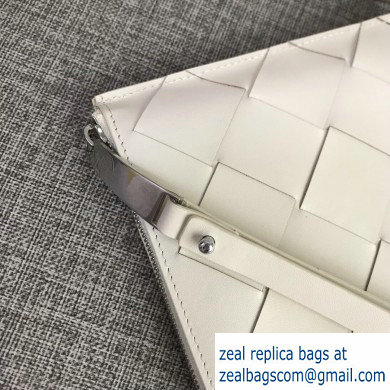 Bottega Veneta Small Pouch Clutch Bag In Maxi Intreccio Weave White 2019