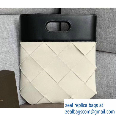 Bottega Veneta Small Slip Tote Bag In Maxi Weave Black/Linen 2019