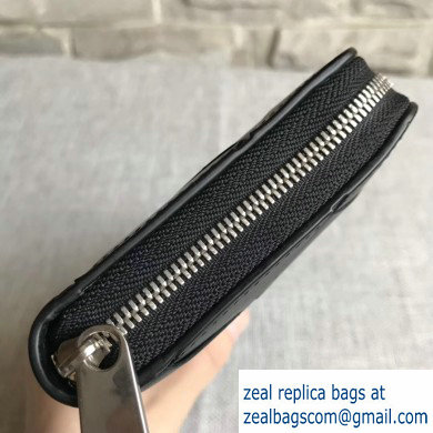 Bottega Veneta Zip Around Wallet In Intreccio Weave Black 2019