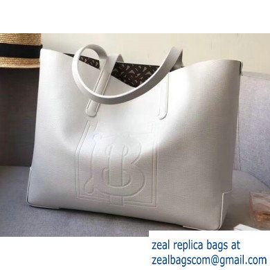 Burberry Embossed Monogram Motif Leather Tote Bag White 2019 - Click Image to Close