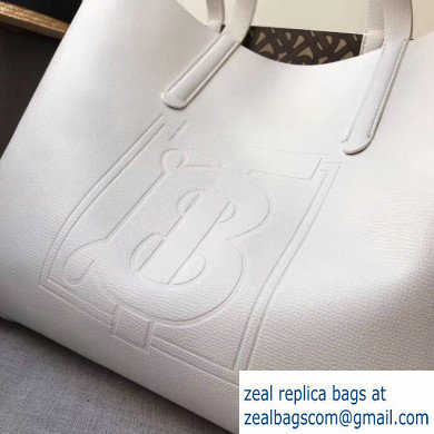 Burberry Embossed Monogram Motif Leather Tote Bag White 2019