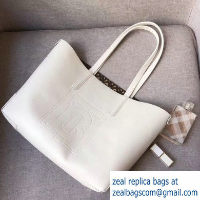 Burberry Embossed Monogram Motif Leather Tote Bag White 2019