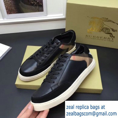 Burberry Leather and House Check Men's Sneakers Black 2019 - Click Image to Close