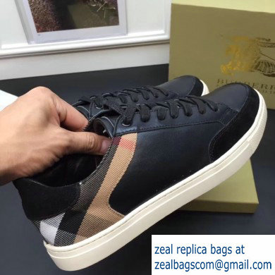 Burberry Leather and House Check Men's Sneakers Black 2019 - Click Image to Close