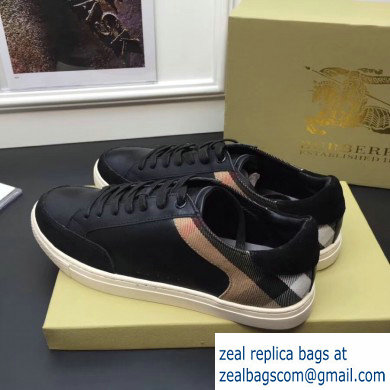 Burberry Leather and House Check Men's Sneakers Black 2019 - Click Image to Close