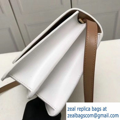 Burberry Medium Leather TB Bag Two-tone White/Camel 2019 - Click Image to Close