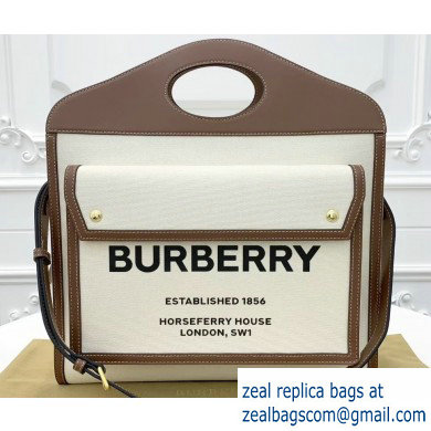 Burberry Medium Two-tone Canvas and Leather Pocket Bag Horseferry Print 2019 - Click Image to Close