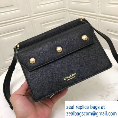 Burberry Mini Leather Title Bag with Pocket Detail Black 2019