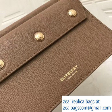 Burberry Mini Leather Title Bag with Pocket Detail Brown 2019