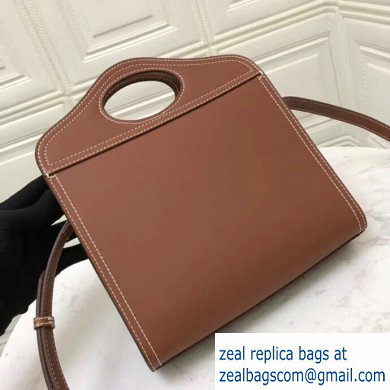 Burberry Mini Topstitch Detail Leather Pocket Bag Brown 2019 - Click Image to Close