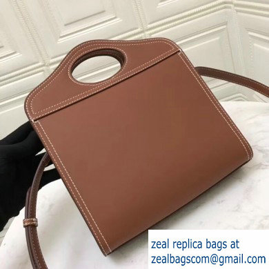 Burberry Mini Topstitch Detail Leather Pocket Bag Brown 2019