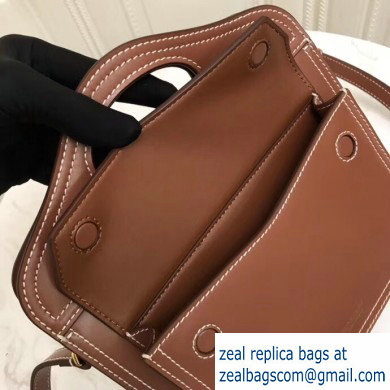 Burberry Mini Topstitch Detail Leather Pocket Bag Brown 2019 - Click Image to Close