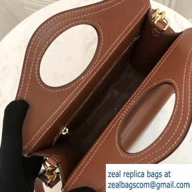 Burberry Mini Topstitch Detail Leather Pocket Bag Brown 2019