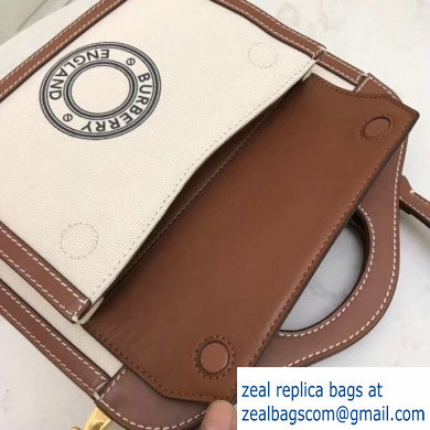 Burberry Mini Two-tone Canvas and Leather Pocket Bag Brown 2019 - Click Image to Close