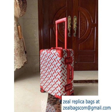Burberry Monogram Trolley Travel Luggage Bag Red