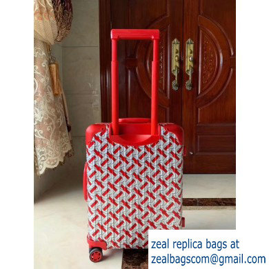 Burberry Monogram Trolley Travel Luggage Bag Red