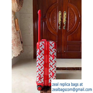 Burberry Monogram Trolley Travel Luggage Bag Red