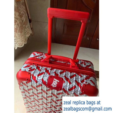 Burberry Monogram Trolley Travel Luggage Bag Red