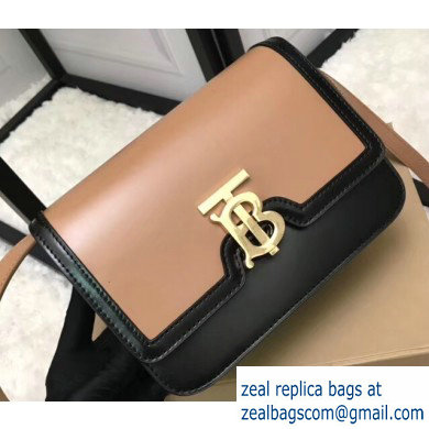 Burberry Small Leather TB Bag Two-tone Black/Camel 2019 - Click Image to Close