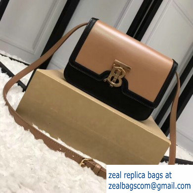 Burberry Small Leather TB Bag Two-tone Black/Camel 2019 - Click Image to Close