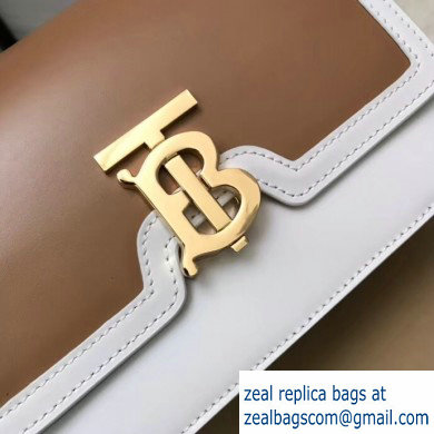 Burberry Small Leather TB Bag Two-tone White/Camel 2019 - Click Image to Close