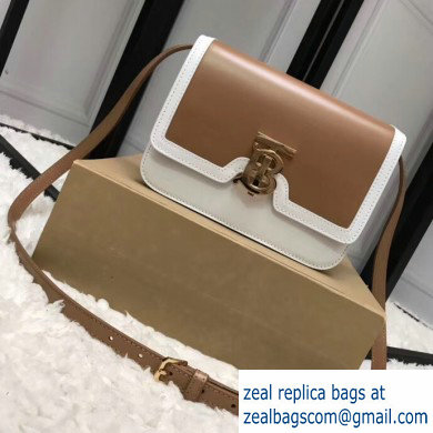 Burberry Small Leather TB Bag Two-tone White/Camel 2019