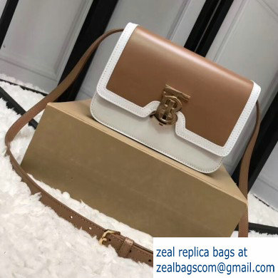 Burberry Small Leather TB Bag Two-tone White/Camel 2019 - Click Image to Close