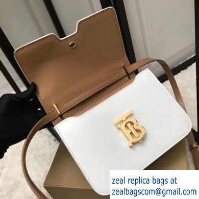 Burberry Small Leather TB Bag Two-tone White/Camel 2019