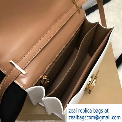Burberry Small Leather TB Bag Two-tone White/Camel 2019 - Click Image to Close