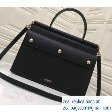 Burberry Small Leather Title Bag with Pocket Detail Black 2019 - Click Image to Close