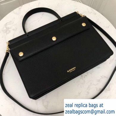 Burberry Small Leather Title Bag with Pocket Detail Black 2019