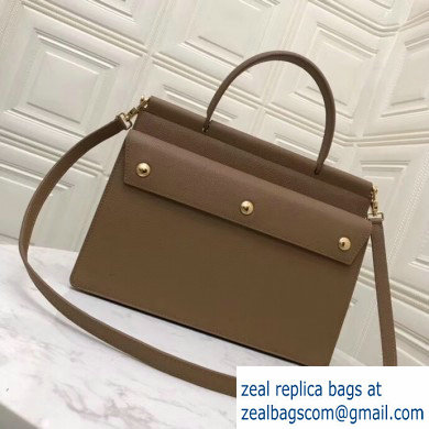 Burberry Small Leather Title Bag with Pocket Detail Brown 2019