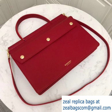 Burberry Small Leather Title Bag with Pocket Detail Red 2019
