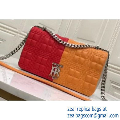 Burberry Small Quilted Lambskin Lola Bag Colour Block Red/Orange 2019 - Click Image to Close