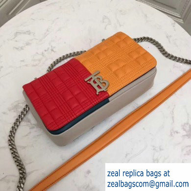 Burberry Small Quilted Lambskin Lola Bag Colour Block Red/Orange 2019 - Click Image to Close