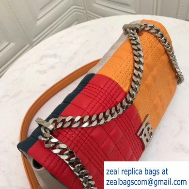 Burberry Small Quilted Lambskin Lola Bag Colour Block Red/Orange 2019
