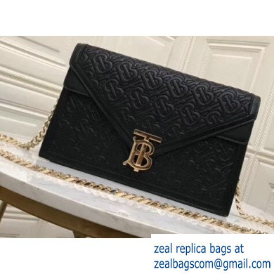 Burberry Small Quilted Monogram TB Envelope Clutch Bag Black 2019 - Click Image to Close