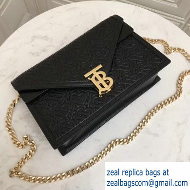 Burberry Small Quilted Monogram TB Envelope Clutch Bag Black 2019