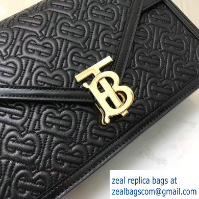 Burberry Small Quilted Monogram TB Envelope Clutch Bag Black 2019