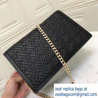 Burberry Small Quilted Monogram TB Envelope Clutch Bag Black 2019